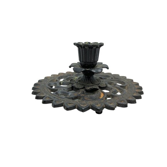 vintage cast iron handcrafted spoke/gear candle stick holder - Picture 7 of 11